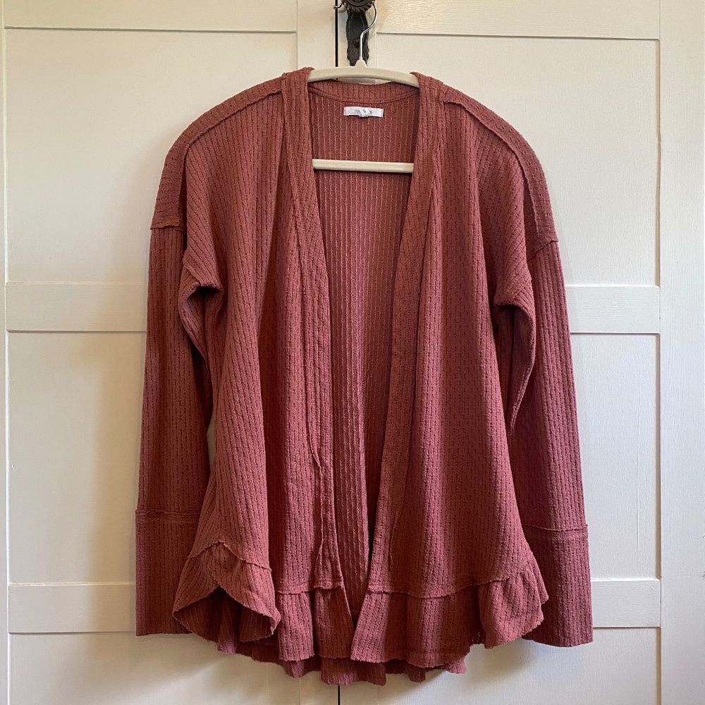 Maurices Ruffle Hem Open Front Cardigan